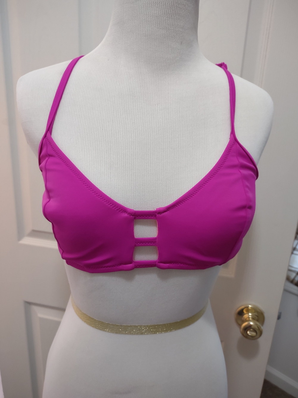 PINK Victoria's Secret Hot Pink Strappy Cutout Bikini Top